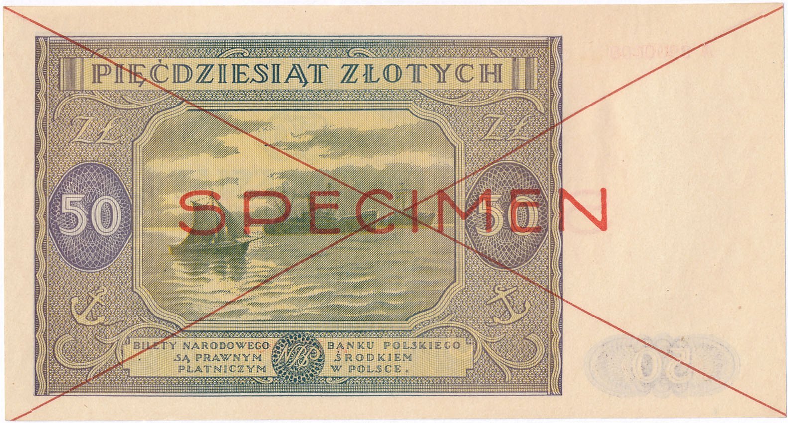 Banknot. 50 złotych 1946 seria A SPECIMEN